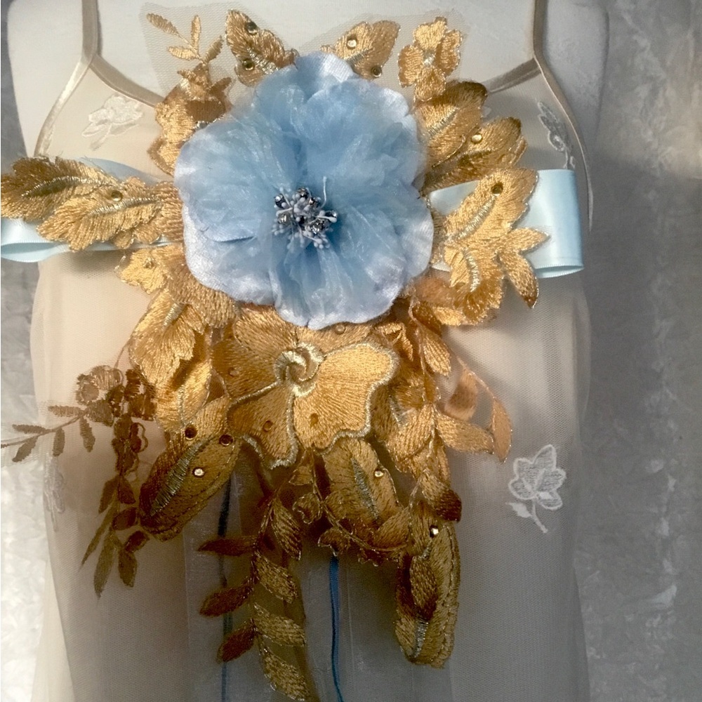 Vintage Elena Collection Embroiderer Slip Dress OOAK Handmade Floral Brooch Set - Picture 3 of 9